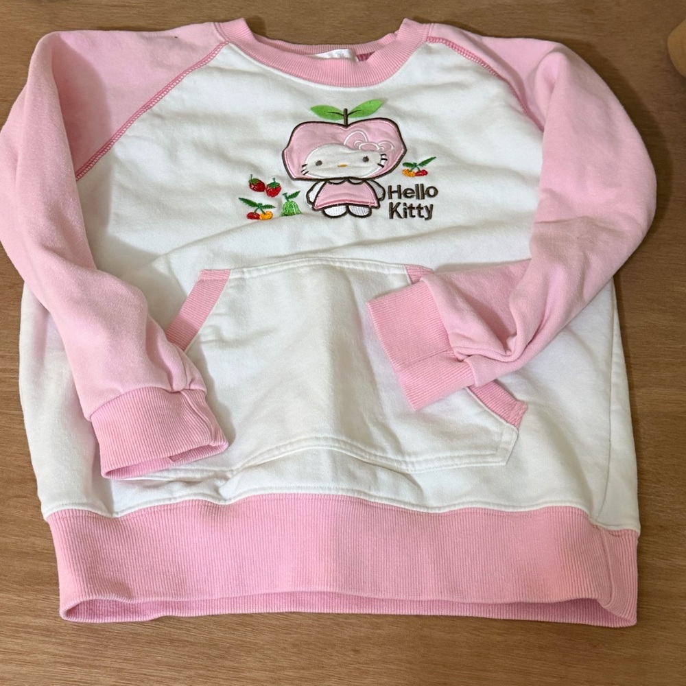 Sanrio Hello Kitty Pink White Kids Girls Euro Size 140 Sweatshirt Fruit Apple